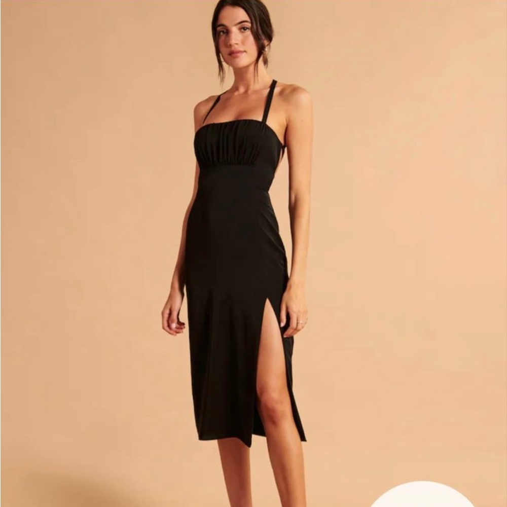 ABERCROMBIE: black, open back, tie back, medium, side slit, dress